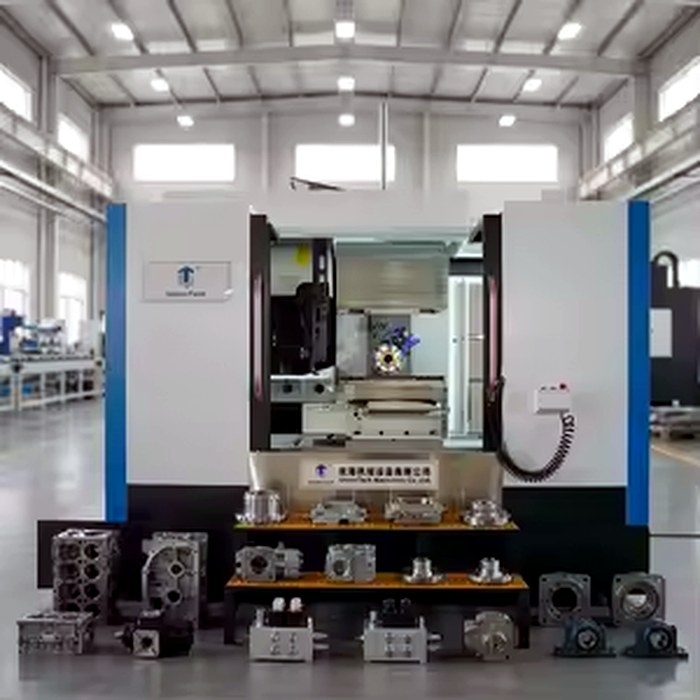 CNC machining centre with sample components