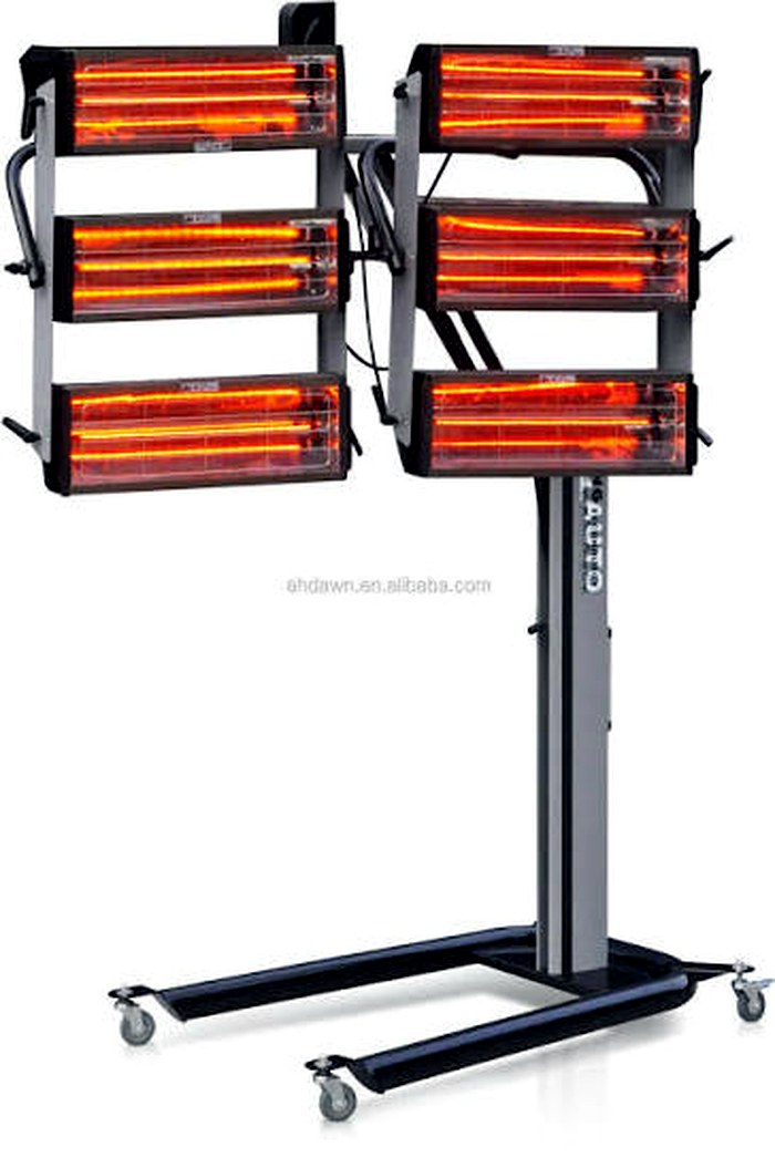 Mobile infrared paint-curing heater lamps