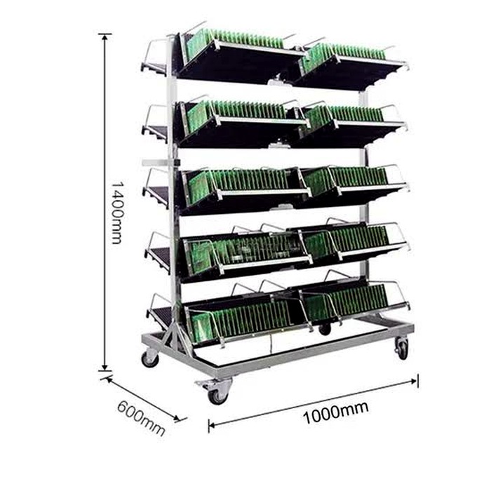 SMT reel rack trolley on castors